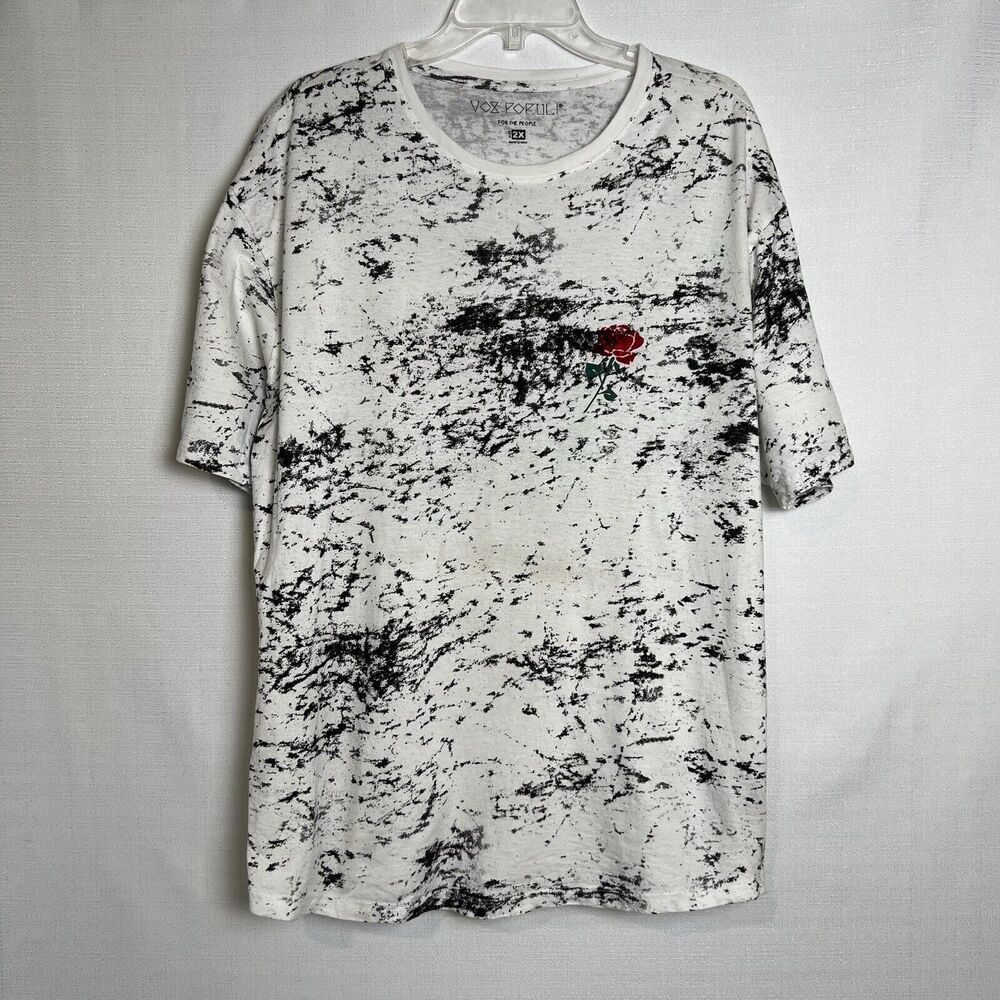 VOX POPULI For the People Hustle T Shirt Size 2XL Men’s White/Black Red Rose